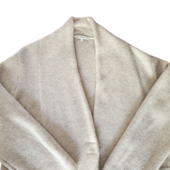VINCE Bouclé Oatmeal Wool/Alpaca Blend Brushed Knit Long Cardigan Sweater SZ L - Picture 8 of 14